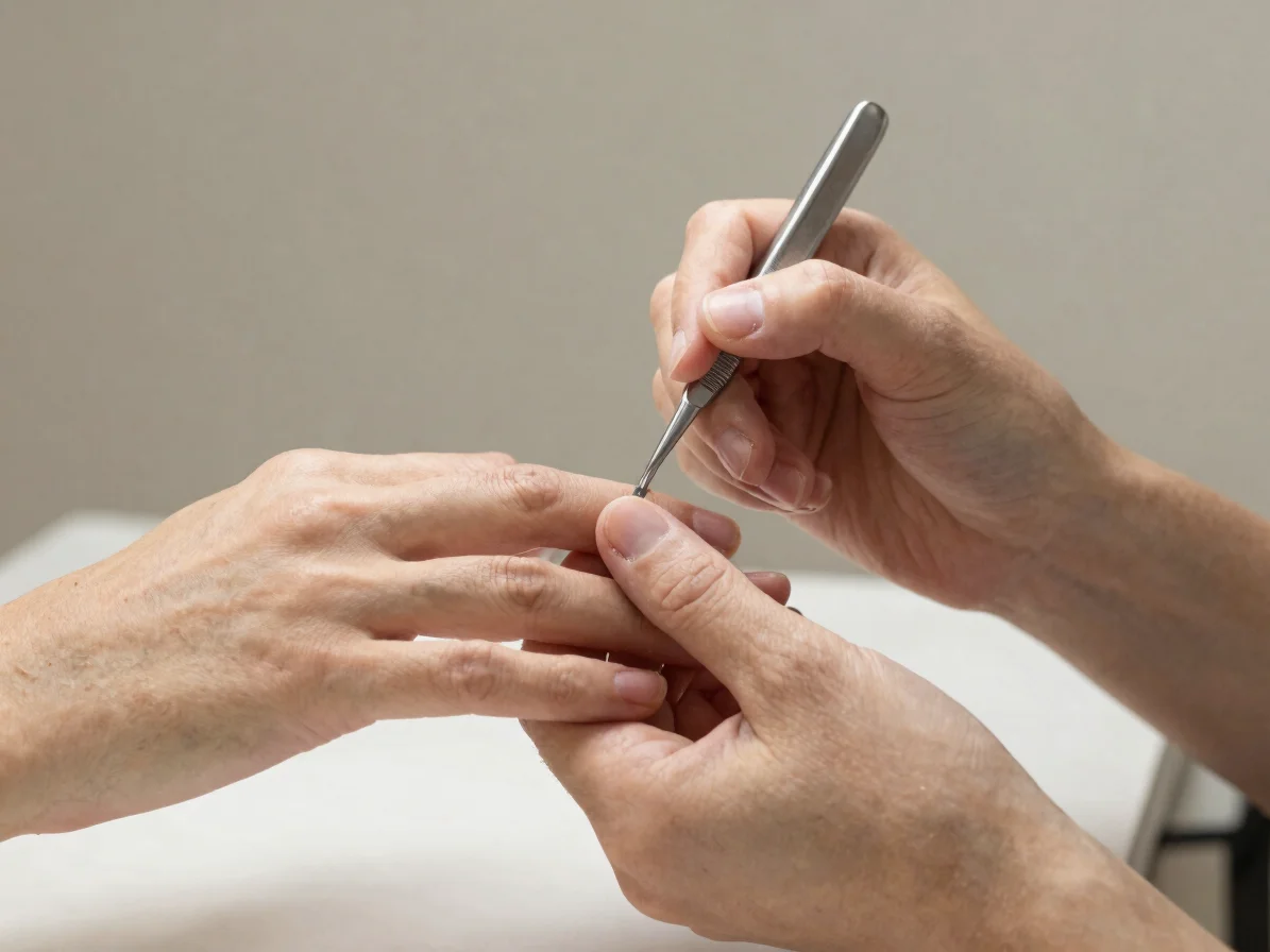 Natural editorial photograph of close detail of hands and tools d